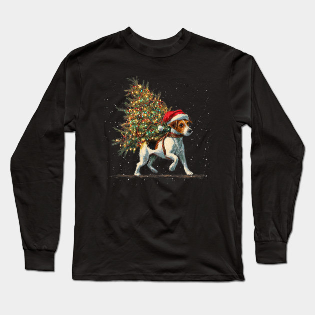 Cute Jack Russell Dog In A Christmas Tree Long Sleeve T-Shirt by yangho