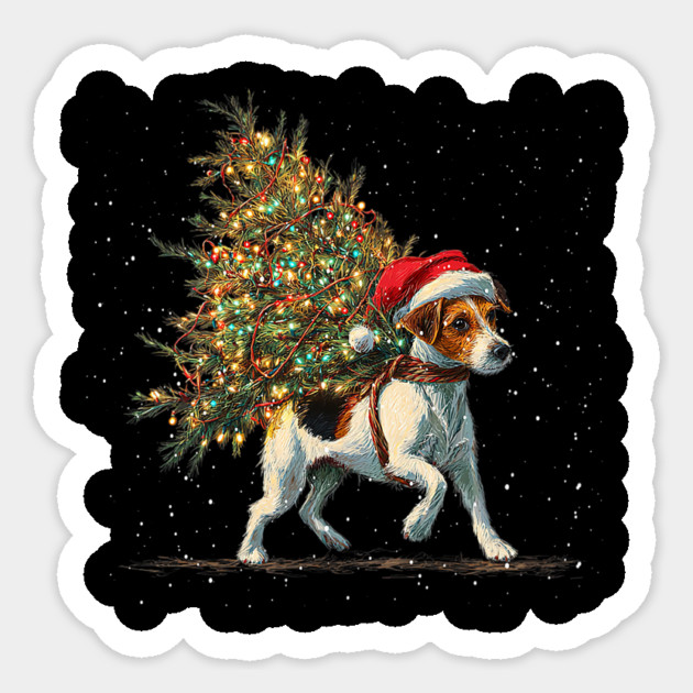 Cute Jack Russell Dog In A Christmas Tree Sticker by yangho