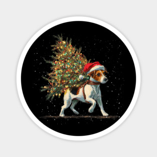 Cute Jack Russell Dog In A Christmas Tree Magnet