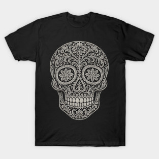 Sugar Skull Floral Skeleton Design | Baroque Day of the Dead Skull Shirt | Gothic Ornate Skull Art T-Shirt