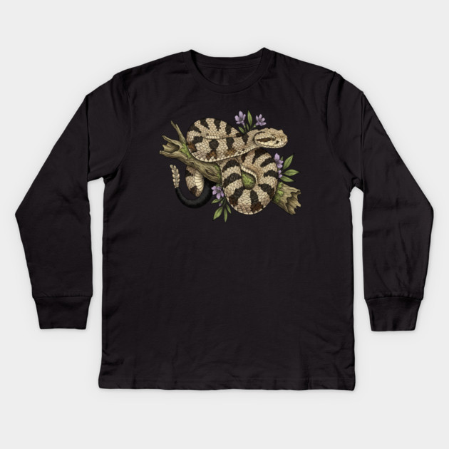 Timber Rattlesnake Illustration Kids Long Sleeve T-Shirt by BirdsnStuff