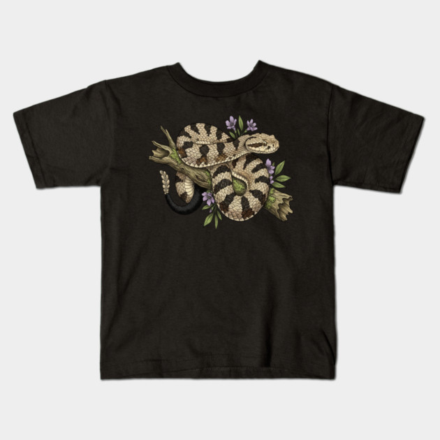 Timber Rattlesnake Illustration Kids T-Shirt by BirdsnStuff