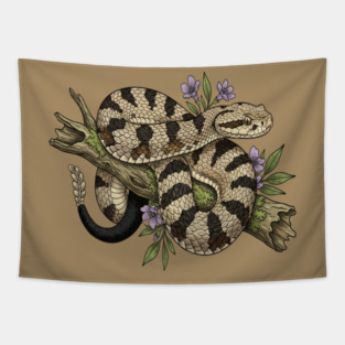 Timber Rattlesnake Illustration Tapestry