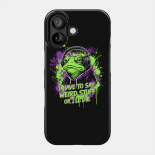Weird Stuff Frog Meme Green Frog in Hoodie with Headphones Graffiti Art Phone Case