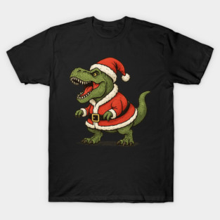Santa T-Rex Vintage Cartoon T-Shirt