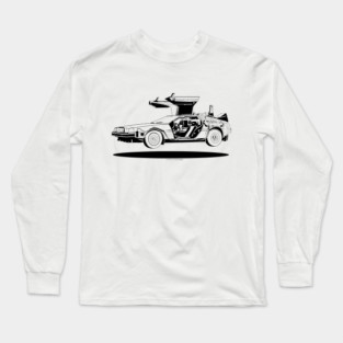 Delorean Black and White Long Sleeve T-Shirt