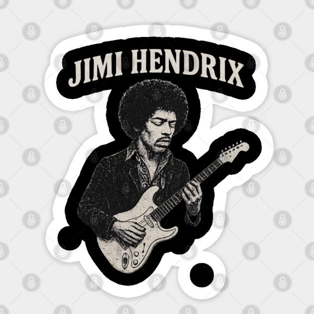 Hendrix Vintage Guitar Legend Sticker by James Bates