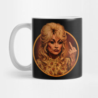 VINTAGE HALFTONE DOLLY PARTON MIDDLE FINGER Mug