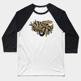 Timber Rattlesnake With Woodland Blooms Baseball T-Shirt