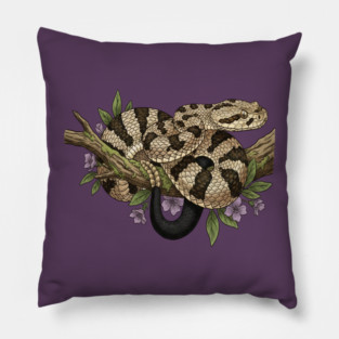 Timber Rattlesnake With Woodland Blooms Pillow