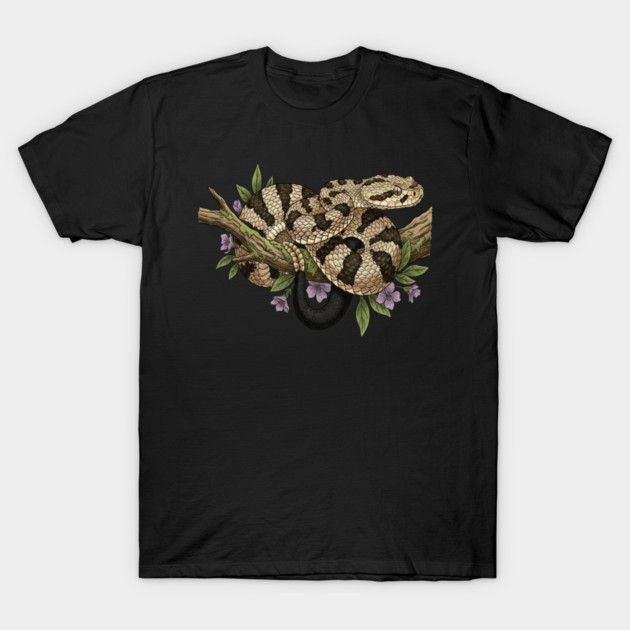 Timber Rattlesnake With Woodland Blooms T-Shirt by BirdsnStuff