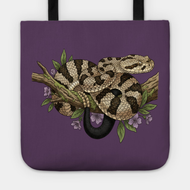 Timber Rattlesnake With Woodland Blooms Tote by BirdsnStuff