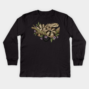 Timber Rattlesnake With Woodland Blooms Kids Long Sleeve T-Shirt