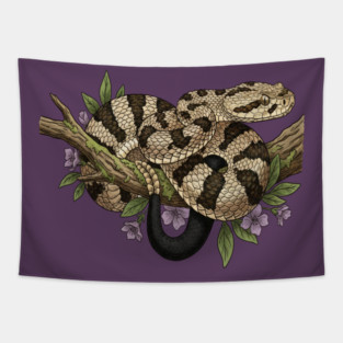Timber Rattlesnake With Woodland Blooms Tapestry