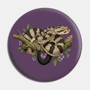 Timber Rattlesnake With Woodland Blooms Pin