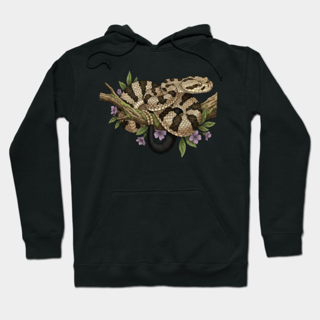 Timber Rattlesnake With Woodland Blooms Hoodie by BirdsnStuff