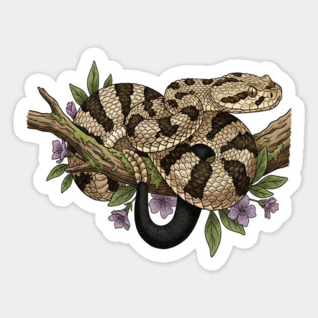 Timber Rattlesnake With Woodland Blooms Magnet by BirdsnStuff
