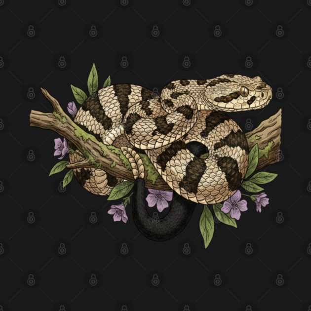 Timber Rattlesnake With Woodland Blooms by BirdsnStuff