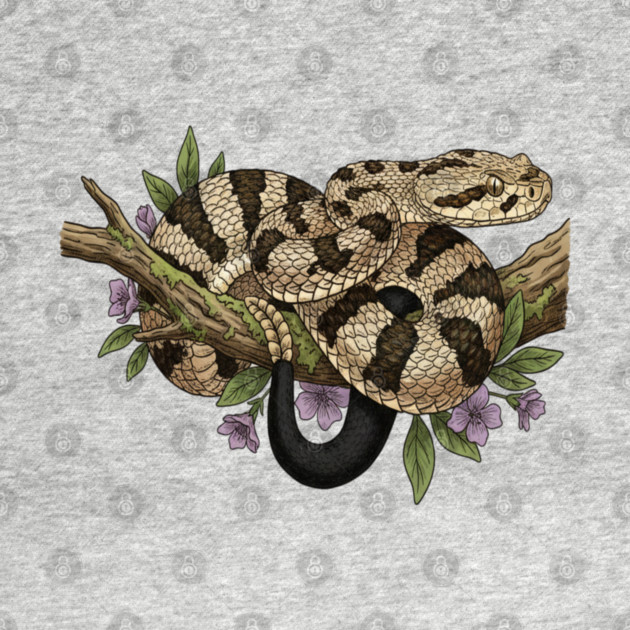 Timber Rattlesnake With Woodland Blooms by BirdsnStuff