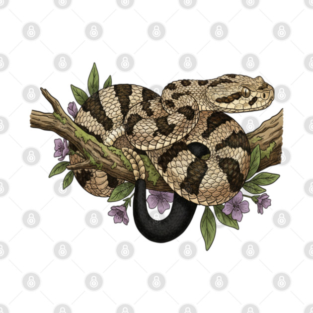 Timber Rattlesnake With Woodland Blooms by BirdsnStuff