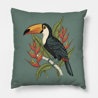 Toco Toucan Tropical Illustration Pillow