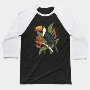 Toco Toucan Tropical Illustration Baseball T-Shirt