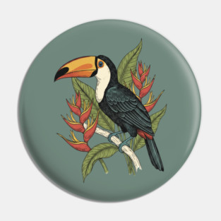 Toco Toucan Tropical Illustration Pin