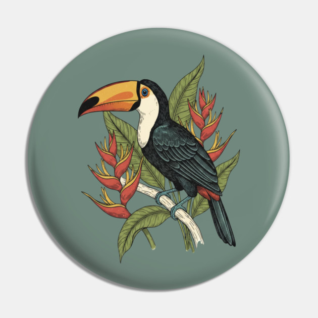 Toco Toucan Tropical Illustration Pin by BirdsnStuff