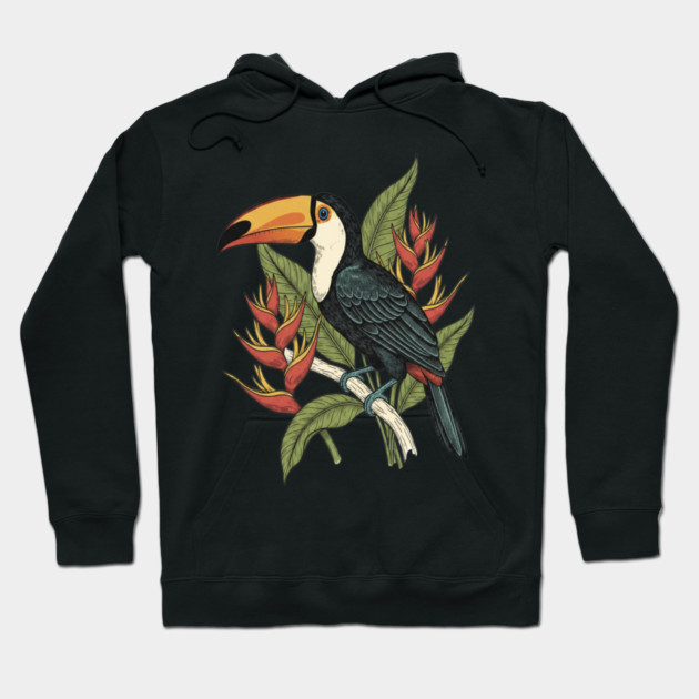 Toco Toucan Tropical Illustration Hoodie by BirdsnStuff