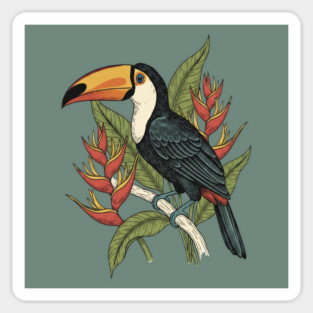 Toco Toucan Tropical Illustration Magnet