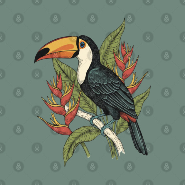 Toco Toucan Tropical Illustration by BirdsnStuff