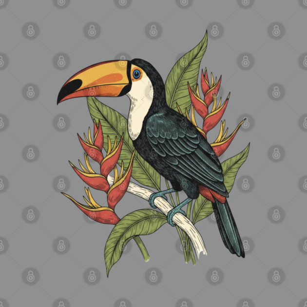Toco Toucan Tropical Illustration by BirdsnStuff