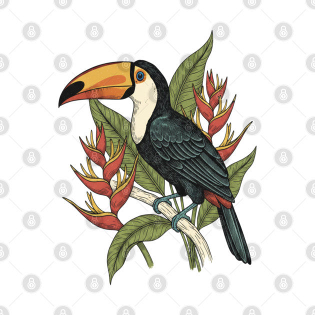 Toco Toucan Tropical Illustration by BirdsnStuff
