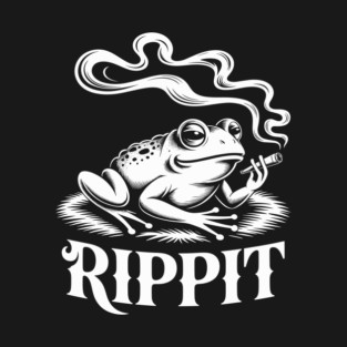 Funny Rippit Frog Smoking Doobie Design T-Shirt