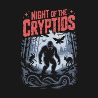 Night Of The Cryptids Retro Horror Creature Tee Design T-Shirt