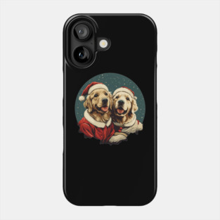 Cute Santa Golden Retriever Dogs Christmas Snowflakes Phone Case