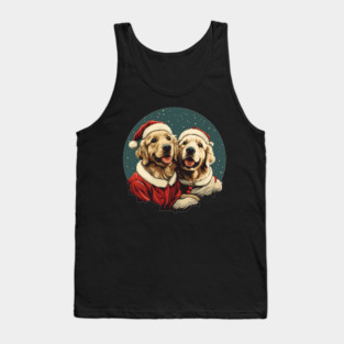 Cute Santa Golden Retriever Dogs Christmas Snowflakes Tank Top