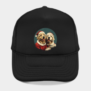 Cute Santa Golden Retriever Dogs Christmas Snowflakes Hat