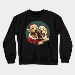 Cute Santa Golden Retriever Dogs Christmas Snowflakes Crewneck Sweatshirt