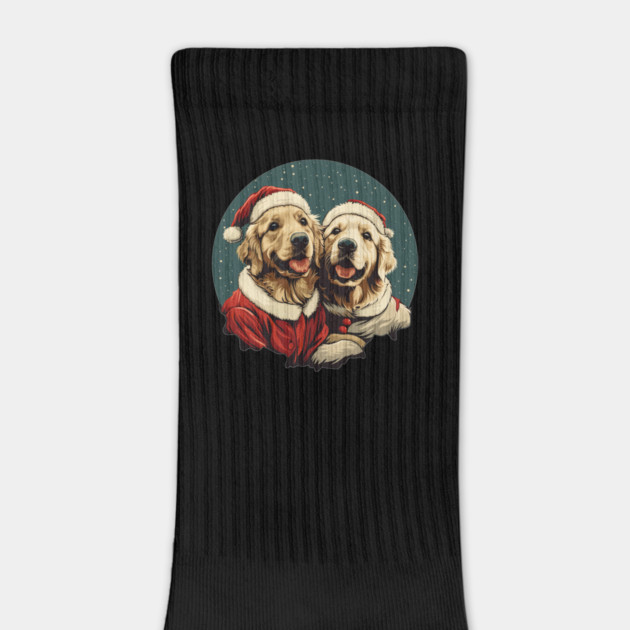 Cute Santa Golden Retriever Dogs Christmas Snowflakes by yangho