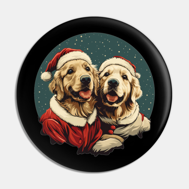 Cute Santa Golden Retriever Dogs Christmas Snowflakes Pin by yangho
