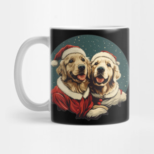 Cute Santa Golden Retriever Dogs Christmas Snowflakes Mug