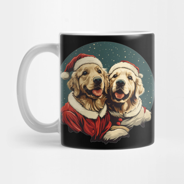 Cute Santa Golden Retriever Dogs Christmas Snowflakes by yangho