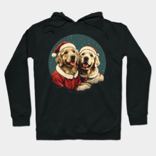 Cute Santa Golden Retriever Dogs Christmas Snowflakes Hoodie