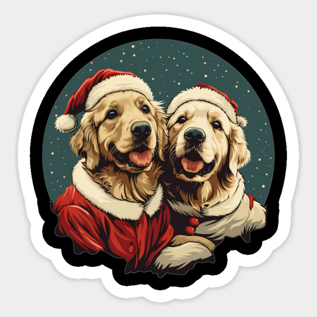 Cute Santa Golden Retriever Dogs Christmas Snowflakes Sticker by yangho