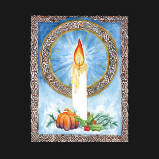 Look to the Light, Watercolor Painting of a Candle with Celtic Knotwork T-Shirt