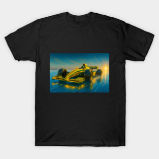 Golden Racing Machine - Futuristic Speed Burst Art T-Shirt