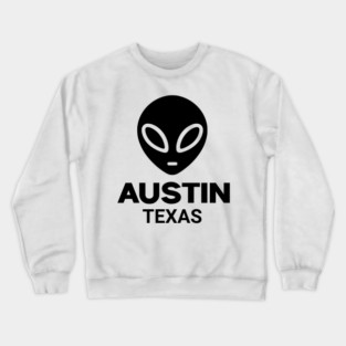Black Alien Head Austin Texas Design for Weird Culture Lovers Crewneck Sweatshirt