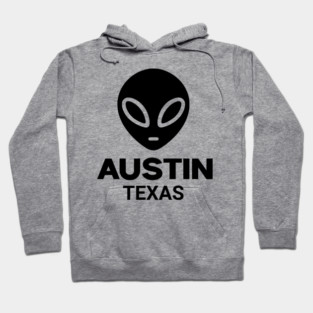 Black Alien Head Austin Texas Design for Weird Culture Lovers Hoodie