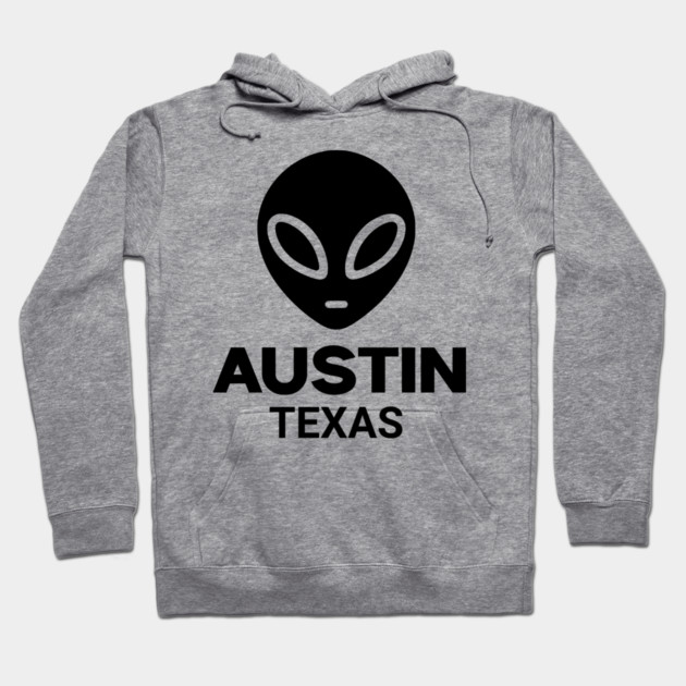 Black Alien Head Austin Texas Design for Weird Culture Lovers Hoodie by Pixel Threads 